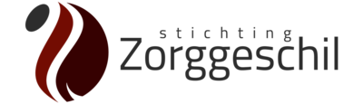 Je ziet het logo van zorggeschil: zwart met rood, met de tekst "zorggeschil".